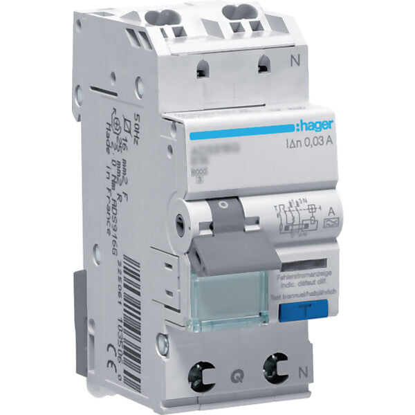 Hager FI/LS-Schalter 1P+N 6kA B-10A 30mA ADS910D
